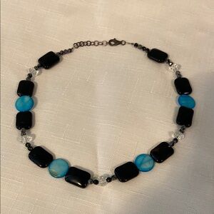 Elegant Black and Blue Beaded Necklace
